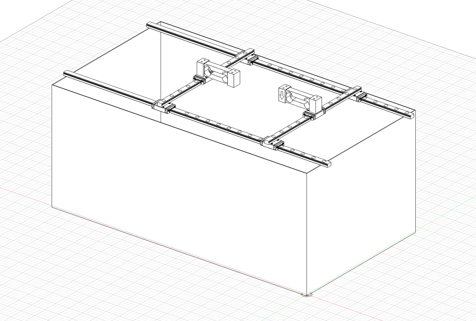 Schematic showing linear guideway layout to support two independent subjects